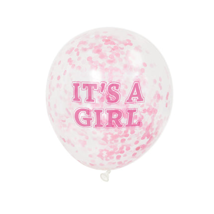 Konfetti-Ballons It's A Girl Rosa 30cm 6Stk.