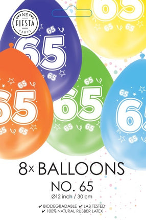 Bunte Ballons 65 Jahre 30cm 8Stück