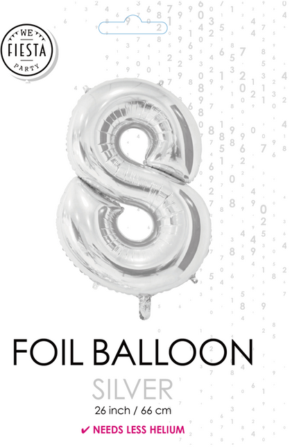 Folienballon Figur 8 Silber 66cm