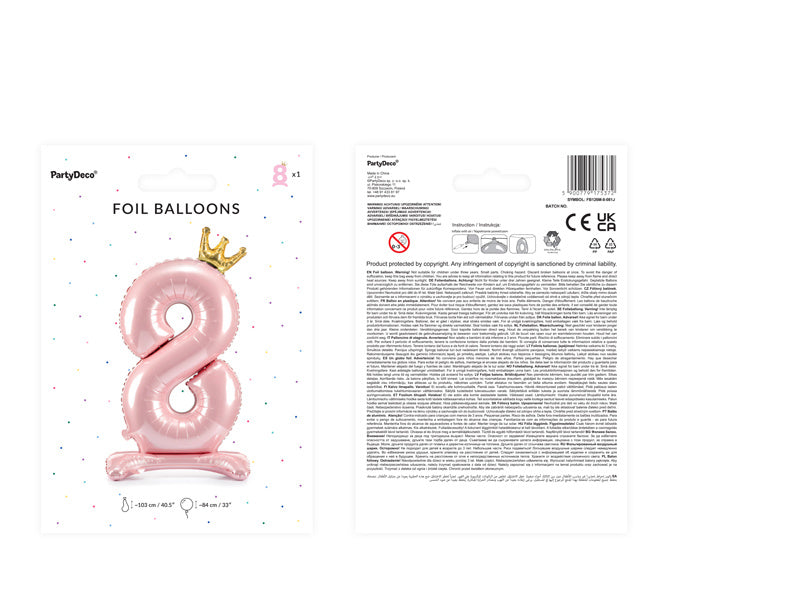 Folienballon Figur 8 Hellrosa Standard Leer 84cm