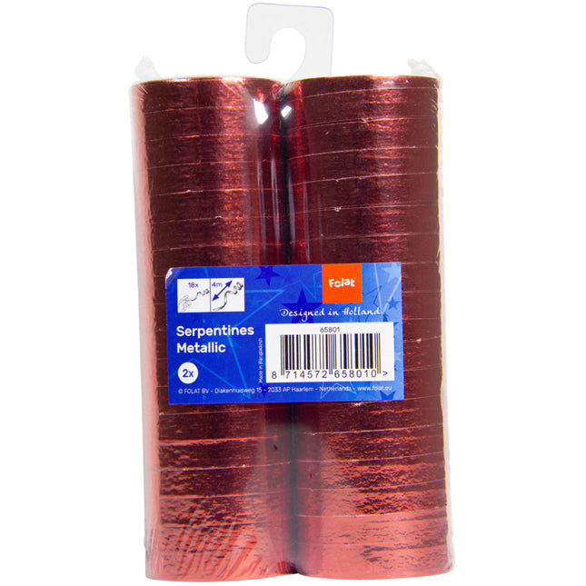 Rote Serpentinen Metallic 4m 18 Ringe 2St.