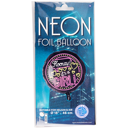 Geburt Helium Ballon It's a Girl Neon 46cm leer