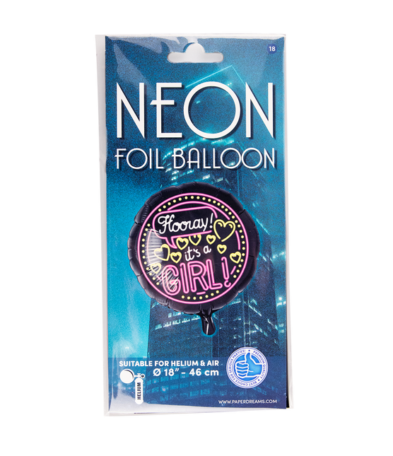 Geburt Helium Ballon It's a Girl Neon 46cm leer