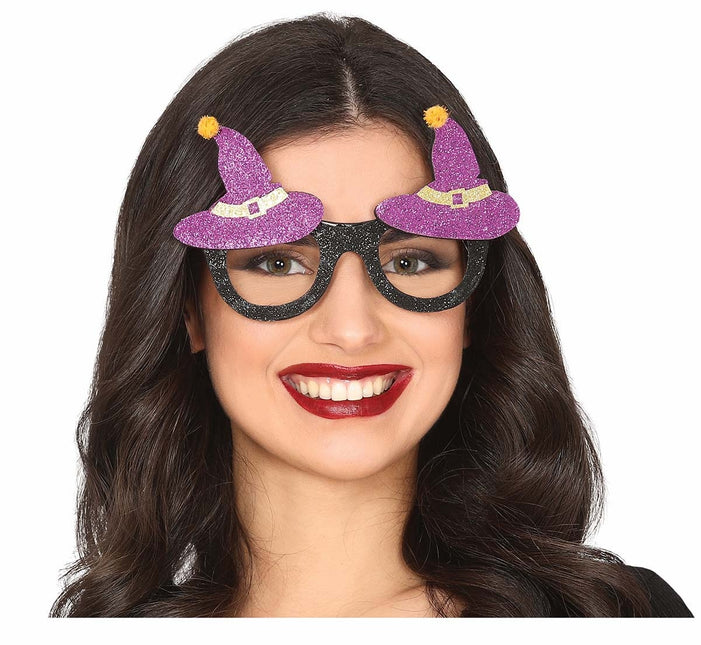 Halloween-Brille Hut Glitter