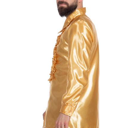 Disco Bluse Rüschen Gold