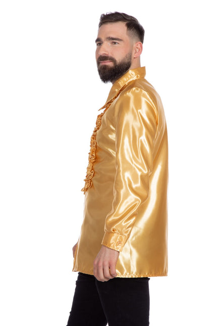 Disco Bluse Rüschen Gold