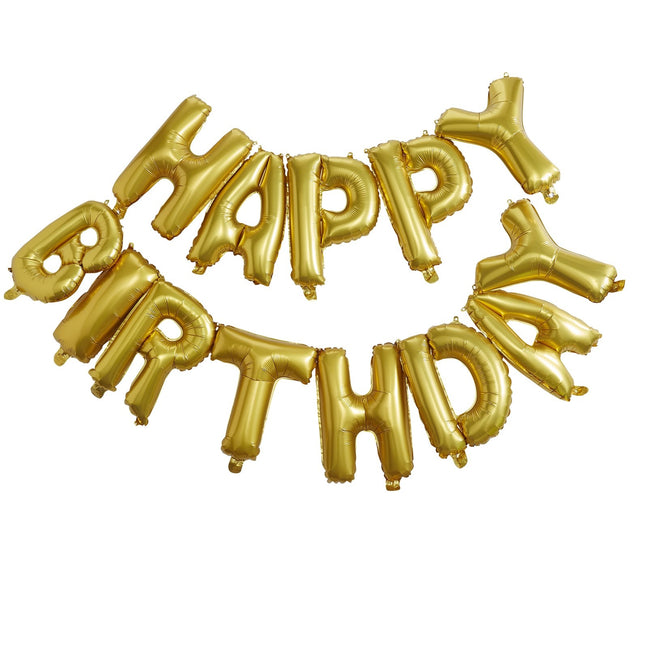 Goldene Happy Birthday Ballons Set 35cm