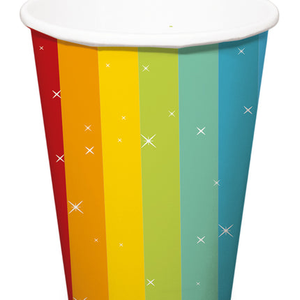 Happy Birthday Becher Regenbogen Konfetti 250ml 6 Stück