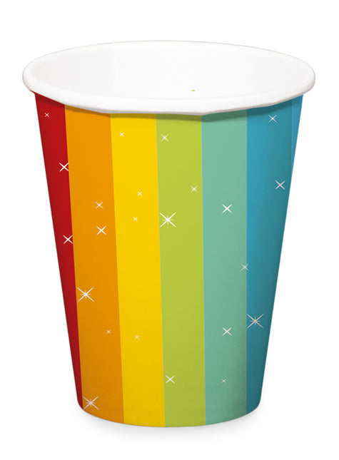 Happy Birthday Becher Regenbogen Konfetti 250ml 6 Stück