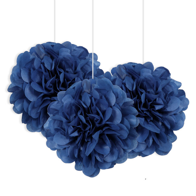 Pompon Blau 20cm 3Stück