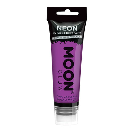 Moon Glow Neon UV Face Paint mit Schwammapplikator Intensives Lila 75ml