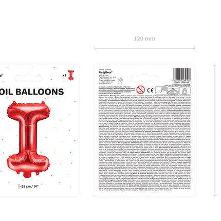 Folienballon Buchstabe I Rot Leer 35cm