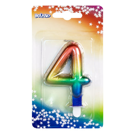 Regenbogen-Kerze 4 Jahre 8cm