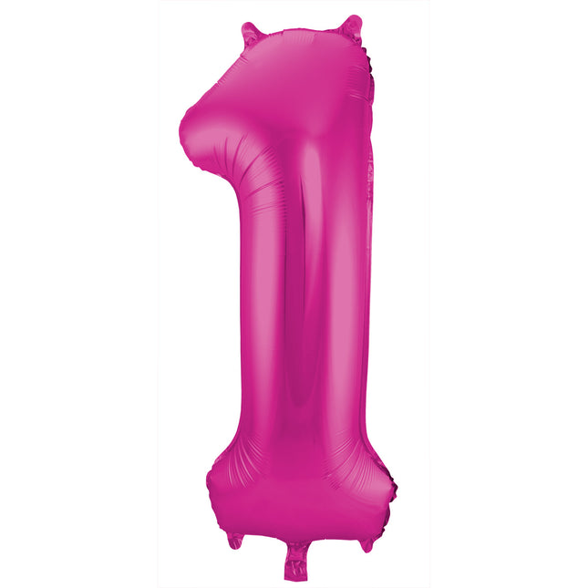 Folienballon Figur 1 Fuchsia Metallic XL 86cm leer