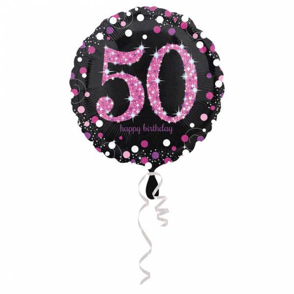 Helium Ballon 50 Jahre Rosa 43cm leer