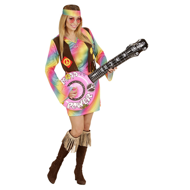 Hippie 60S Fake Banjo Rosa Aufblasbar 1m