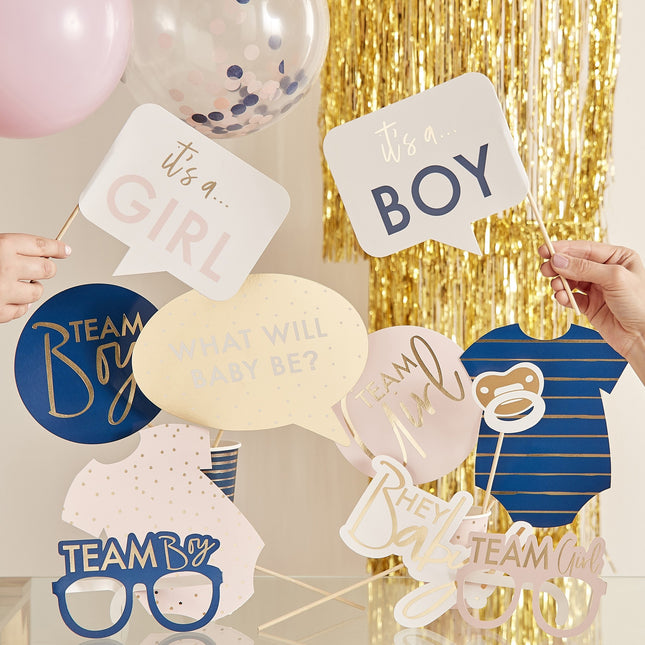 Gender Reveal Photobooth Requisiten 10 Stk.