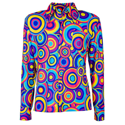 Disco 70S Bluse Blau Herren Bubbles