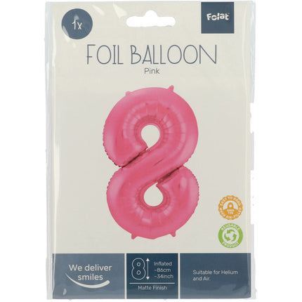 Folienballon Figur 8 Matt Rosa XL 86cm leer