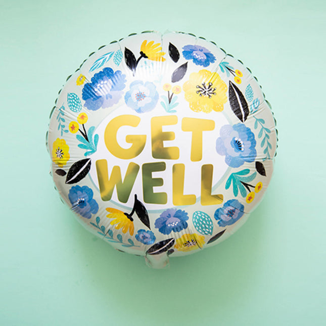 Helium Ballon Get Well Blumen Leer 45cm