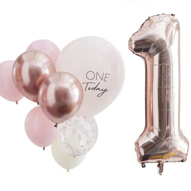 Rose Gold Luftballons Set 1 Jahr 10 Stück