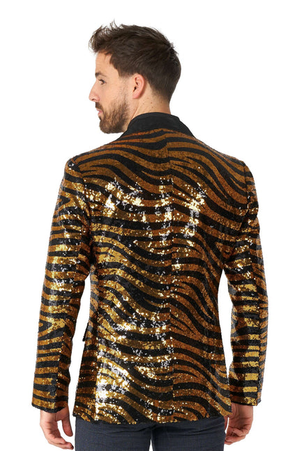 Gold Schwarz Tiger Paillet Blazer Männer OppoSuits