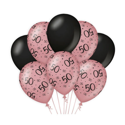 Ballons 50 Jahre Rose Schwarz 30cm 8Stück