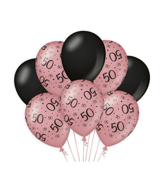 Ballons 50 Jahre Rose Schwarz 30cm 8Stück