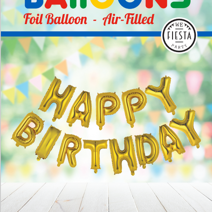 Buchstaben-Ballon-Set Happy Birthday Gold