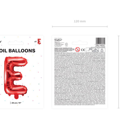 Folienballon Buchstabe E Rot Leer 35cm