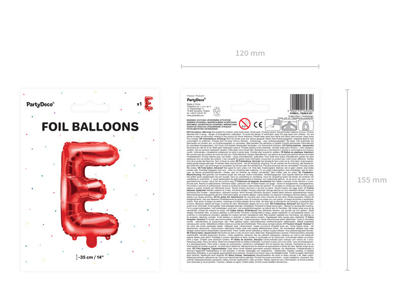 Folienballon Buchstabe E Rot Leer 35cm