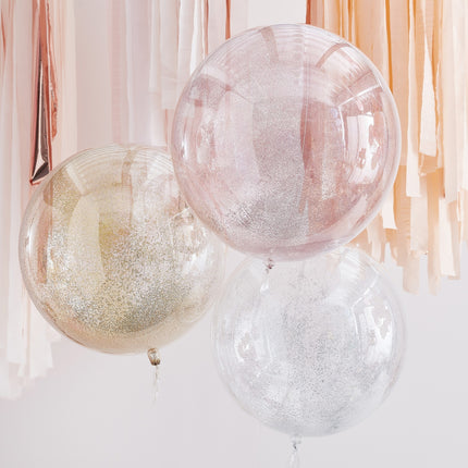 Bunte Ballons Metallic Glitter 45cm 3Stk.