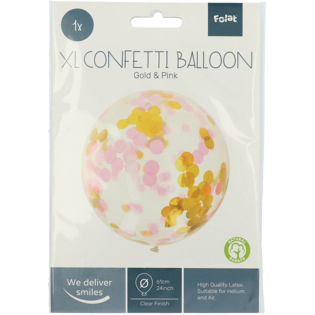 Konfetti Ballon Rosa Gold 61cm