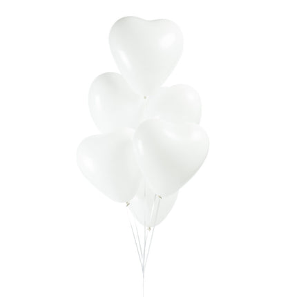 Weiße Herzen Ballons 30cm 6Stück