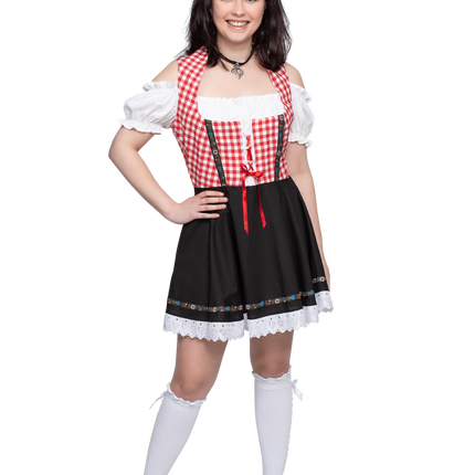 Oktoberfest Dirndl Kleid Oktoberfest Rot Weiß Schwarz Damen