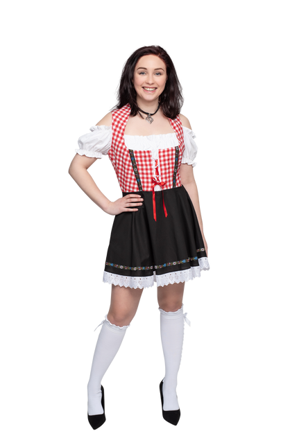 Oktoberfest Dirndl Kleid Oktoberfest Rot Weiß Schwarz Damen