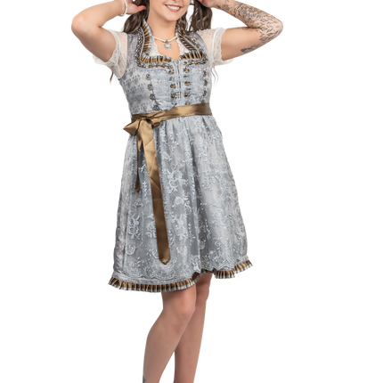 Silbernes Dirndlkleid Oktoberfest Frauen 2 Stück