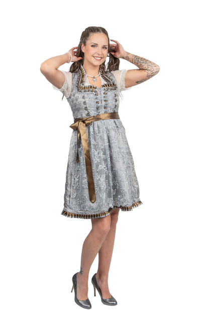 Silbernes Dirndlkleid Oktoberfest Frauen 2 Stück