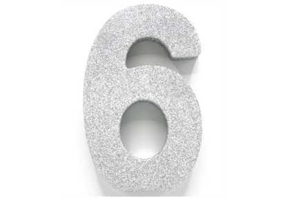 Silberne Tischdekoration Figur 6 Glitter 20,5cm