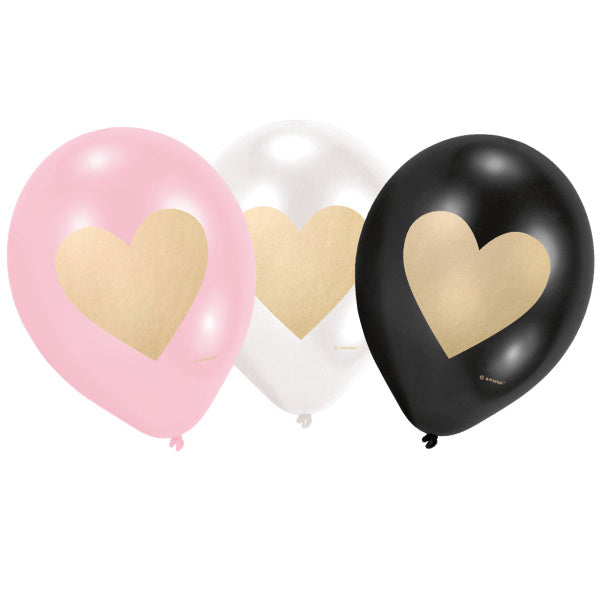 Herz Ballons Gold 23cm 6Stk