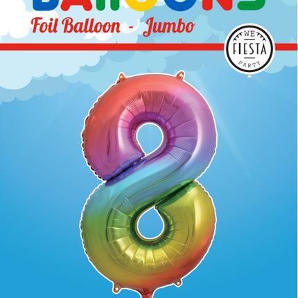 Folienballon Figur 8 Regenbogen XL 86cm leer