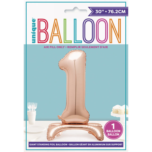 Folienballon Figur 1 Rose Gold Standard 76cm