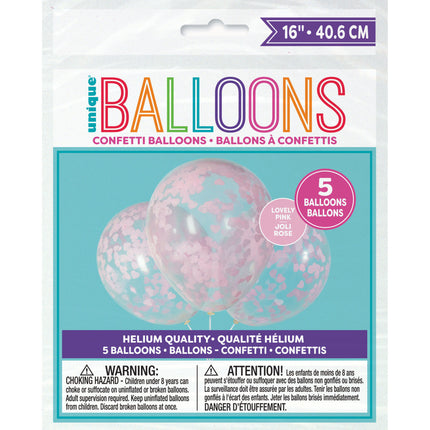 Konfetti Ballons Rosa Herz 40cm 5Stück