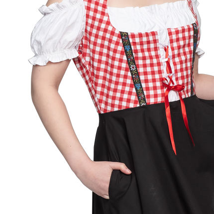 Oktoberfest Dirndl Kleid Oktoberfest Rot Weiß Schwarz Damen