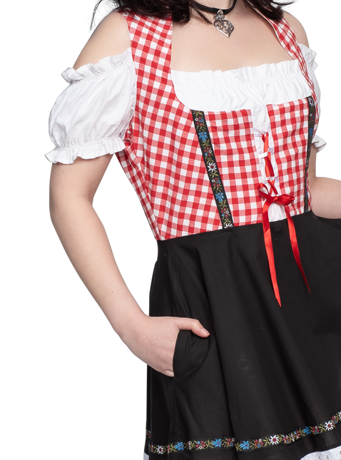 Oktoberfest Dirndl Kleid Oktoberfest Rot Weiß Schwarz Damen