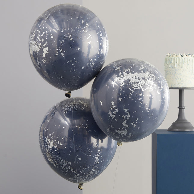 Dunkelblaue Konfetti-Ballons Double Layer 45cm 3pcs