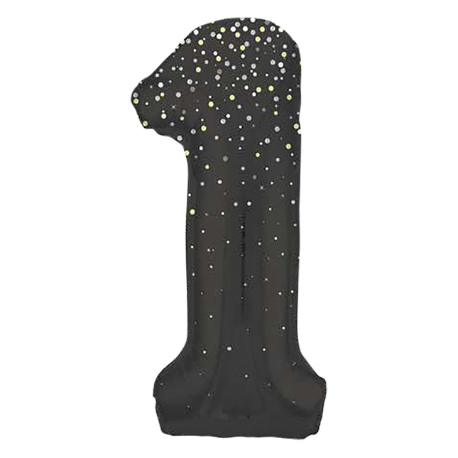 1 Jahr Figur Ballon Black Dots 86cm