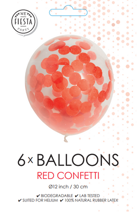 Konfetti Ballons Rot 30cm 6Stk