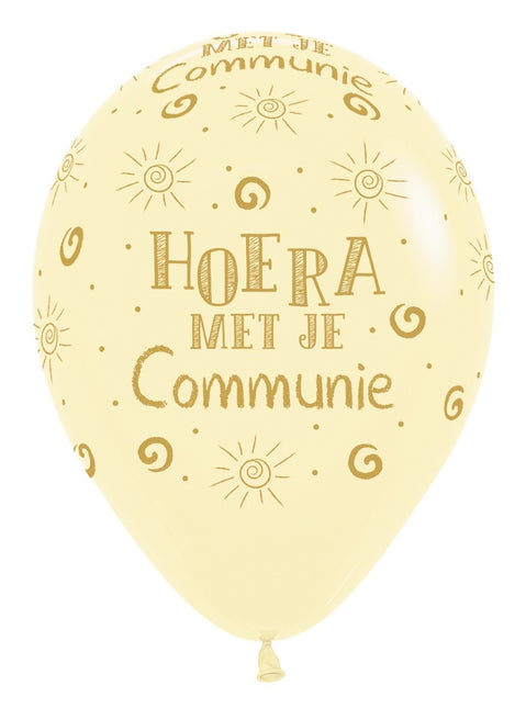 Ballons Hooray With Your Communion Pastell Mattgelb 30cm 25Stk