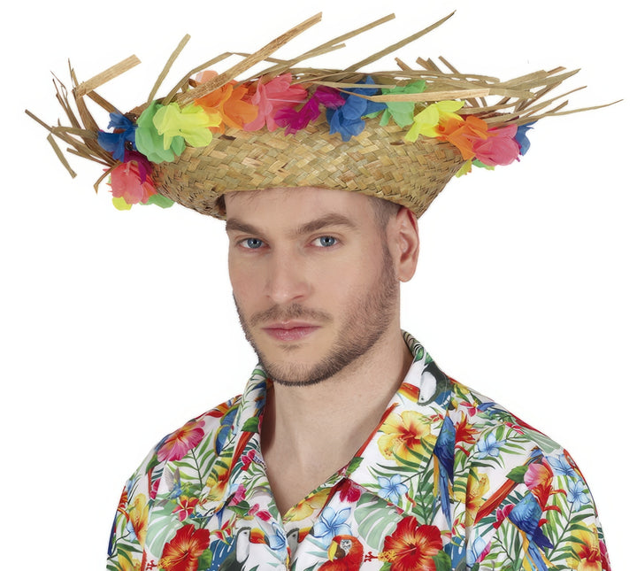 Hawaii Strohhut mit Blumen